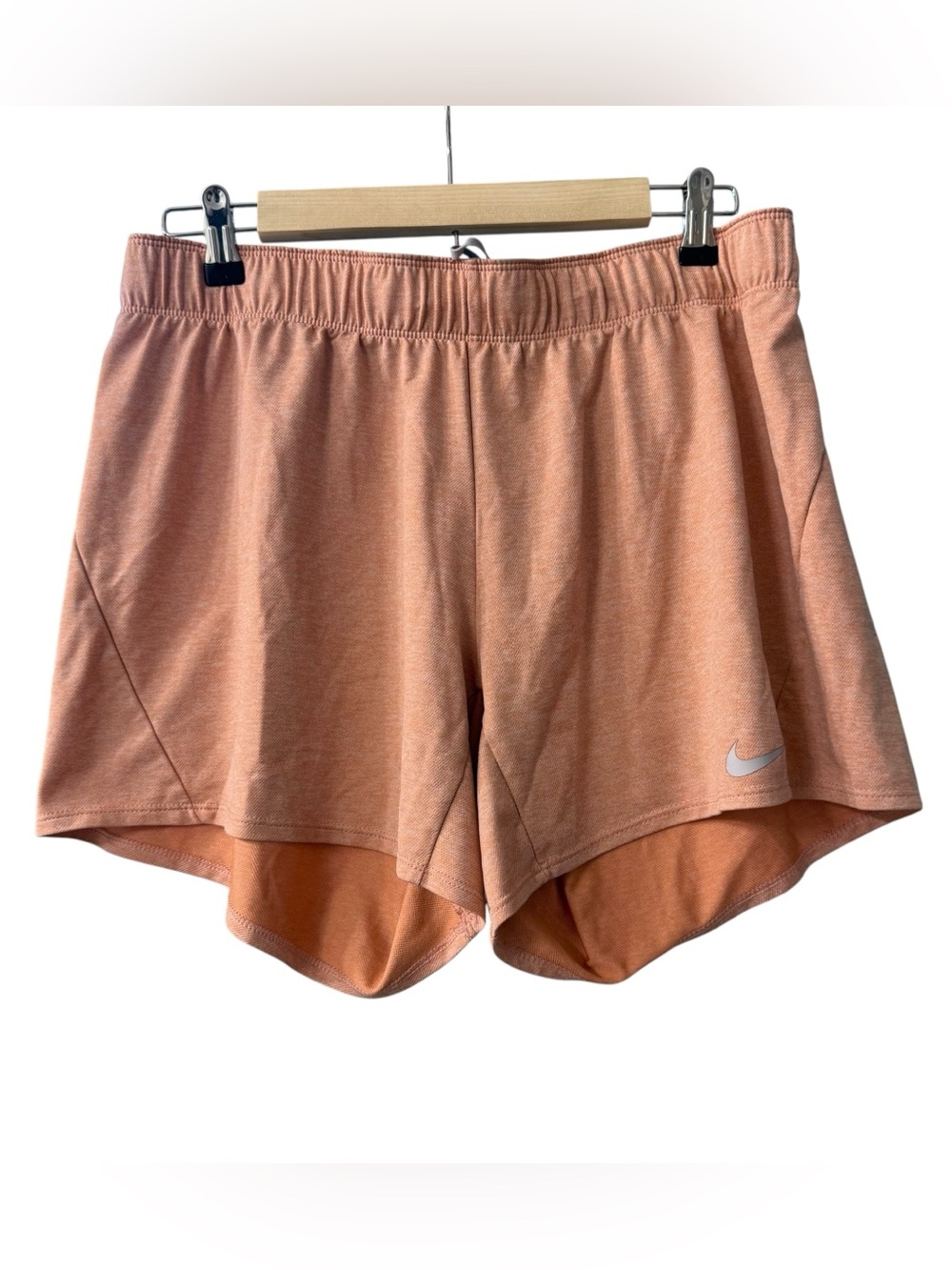 Nike Dri-FIT Womens Running Shorts Orange Heathered Elastic Waist Gym Large